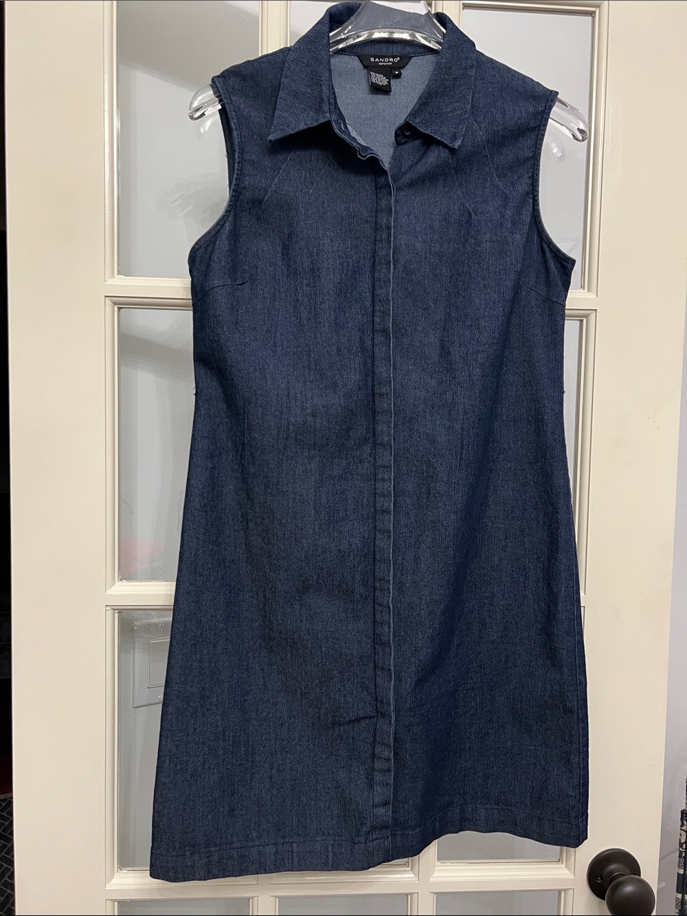 Sandro Girls Dark Blue Denim Sleeveless Shirt Dress